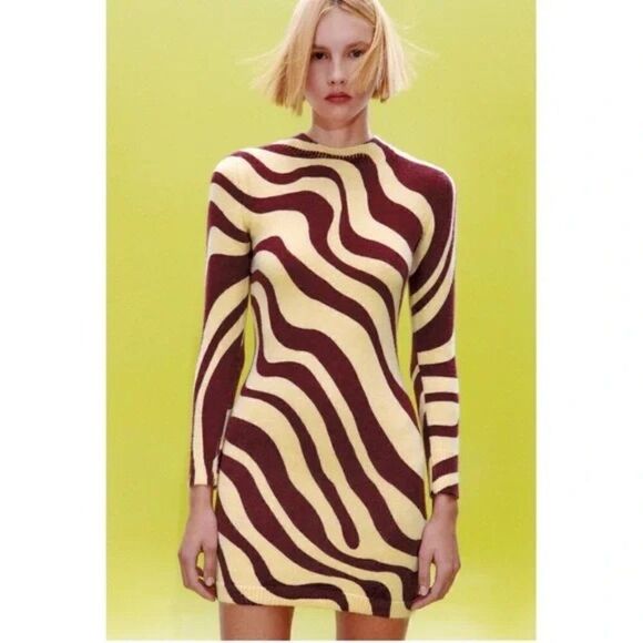 ZARA Long Sleeve Knit Dress Short New - Picture 7 of 7